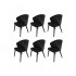 Set van 6 stoel met fluwelen armleuningen, massief houten frame Kleur Zwart