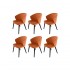 Lot de 6 chaises avec accoudoirs en velours , structure bois massif-LIZY Couleur Rouille