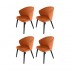 Set van 4 stoel met fluwelen armleuningen, massief houten frame Kleur Roest