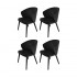 Lot de 4 chaises avec accoudoirs en velours , structure bois massif-LIZY Couleur Noir