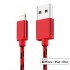Cable telephone IPHONE ROSE/ROUGE/DORE/GRIS 2m Couleur Rouge