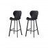 Set of 2 barstools high chair quilted seat height 72cm Color Black