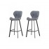 Set of 2 barstools high chair quilted seat height 72cm Color BLEU GRIS