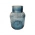 Glass vase with golden panel, D13xH19.5cm - ZARI Color Blue