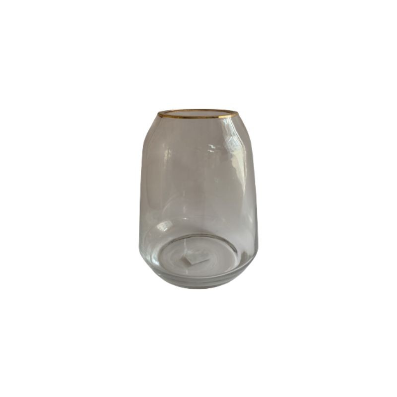 Vase en verre transparent avec bordure doré, D14xH18CM - OXY