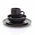 Black ceramic dessert plate, D20cm - ZELIA