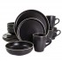 Black ceramic dinner plate, D26.5cm - ZELIA