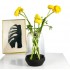Vase en verre avec fond noir et bordure dorée, D10xH18,5CM