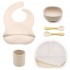 Set of 6 pcs silicone dishes for children - FEBRUARY Color Beige