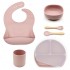 Set of 6 pcs silicone dishes for children - FEBRUARY Color Pink