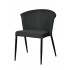 Nils chair - soft mottled fabric and black metal - stackable Color gris foncé