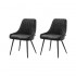 Set of 2 chairs aged leather effect Washable fabric 58X50XH82CM- ROMY Color Black