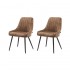 Lot de 2 chaises effet cuir vieilli Tissu lavable 58X50XH82CM- ROMY Couleur Brun