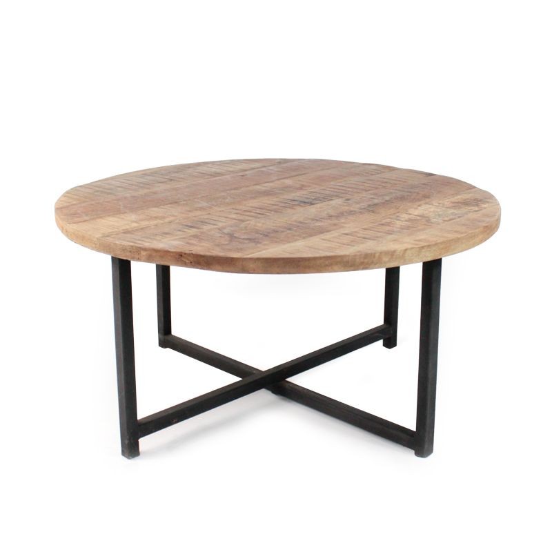 Table basse en bois avec pied métal noir D80xH40CM - SUMMER