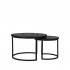 Set de 2 tables gigognes en bois avec pied métal noir 70x70xH45CM - BELLA Couleur Noir