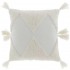 Coussin en coton avec pompoms, 45x45cm Couleur Blanc/Naturel