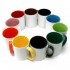 Set of 6 plain colored ceramic cups with handle, 350ml