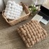 Square knot cushion, bouclette fabric,  30x30 cm Color Brown