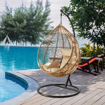 Black rattan 2025 egg swing chair