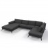Panoramic sofa in fabric, 370x212xH89cm - HELENA Color Black