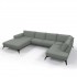 Panoramic sofa in fabric, 370x212xH89cm - HELENA Color BLEU GRIS