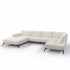 Panoramic sofa in fabric, 370x212xH89cm - HELENA Color Beige