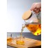 1.8L glass teapot with bamboo lid, D8xH19cm