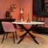 Round dining table with marble top, H76 cm - VENISE Color White