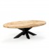 Massief houten salontafel met zwart onderstel, 120x70xH45cm - FLAVIA