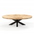 Massief houten salontafel met zwart onderstel, 130x70xH45cm - FLAVIA