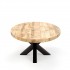 Table basse ovale en bois massif avec pied noir, 130x70xH45cm - FLAVIA