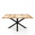 Vierkante mangohouten tafel met zwarte spinpoten, 150x150xH76cm - FLAVIA