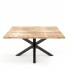 Square mango wood table with black spider legs, 150x150xH76cm - FLAVIA
