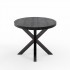 Black oval wood dining table, black metal cross legs - FLAVIA