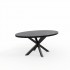 Table à manger ovale bois noir, pieds croisés métal noir - FLAVIA
