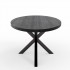 Black oval wood dining table, black metal cross legs - FLAVIA