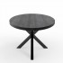 Zwarte ovale houten eettafel, zwarte metalen kruispoten - FLAVIA