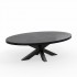 Table basse ovale en bois massif noir avec pied noir, 120x70xH45cm - FLAVIA