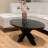 Table basse ovale en bois massif noir avec pied noir, 120x70xH45cm - FLAVIA