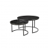 Set of 2 coffee tables with marble top, D70xH41CM, D50xH35CM - VENICE Color Black