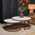 Set of 2 coffee tables with marble top, D90xH40CM, D70xH35CM - VENICE Color White