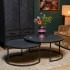 Set of 2 coffee tables with marble top, D90xH40CM, D70xH35CM - VENICE Color Black