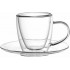 Set of 2 glass espresso cups and saucers, 80ML