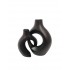 Ceramic vase, 11.5x5.9xH15.5cm and 9.2x5.7xH12cm Color Black
