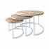 Set de 3 tables basses en bois, D61xH42CM, D47xH37CM et D33xH31CM - FLAVIA Couleur Blanc
