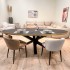 Oval wood/steel dining table with black legs, 220x110,5xH77 cm - MARIA