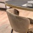 MARIA Table à manger ovale en bois/acier pieds noir contour doré