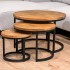 Set of 3 Black Solid Wood Coffee Tables- DOLCE
