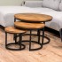 Set of 3 Black Solid Wood Coffee Tables- DOLCE Color Off White