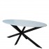Table a manger ovale avec plateau en vrai marbre, 200x100x76cm - VENISE Couleur Blanc